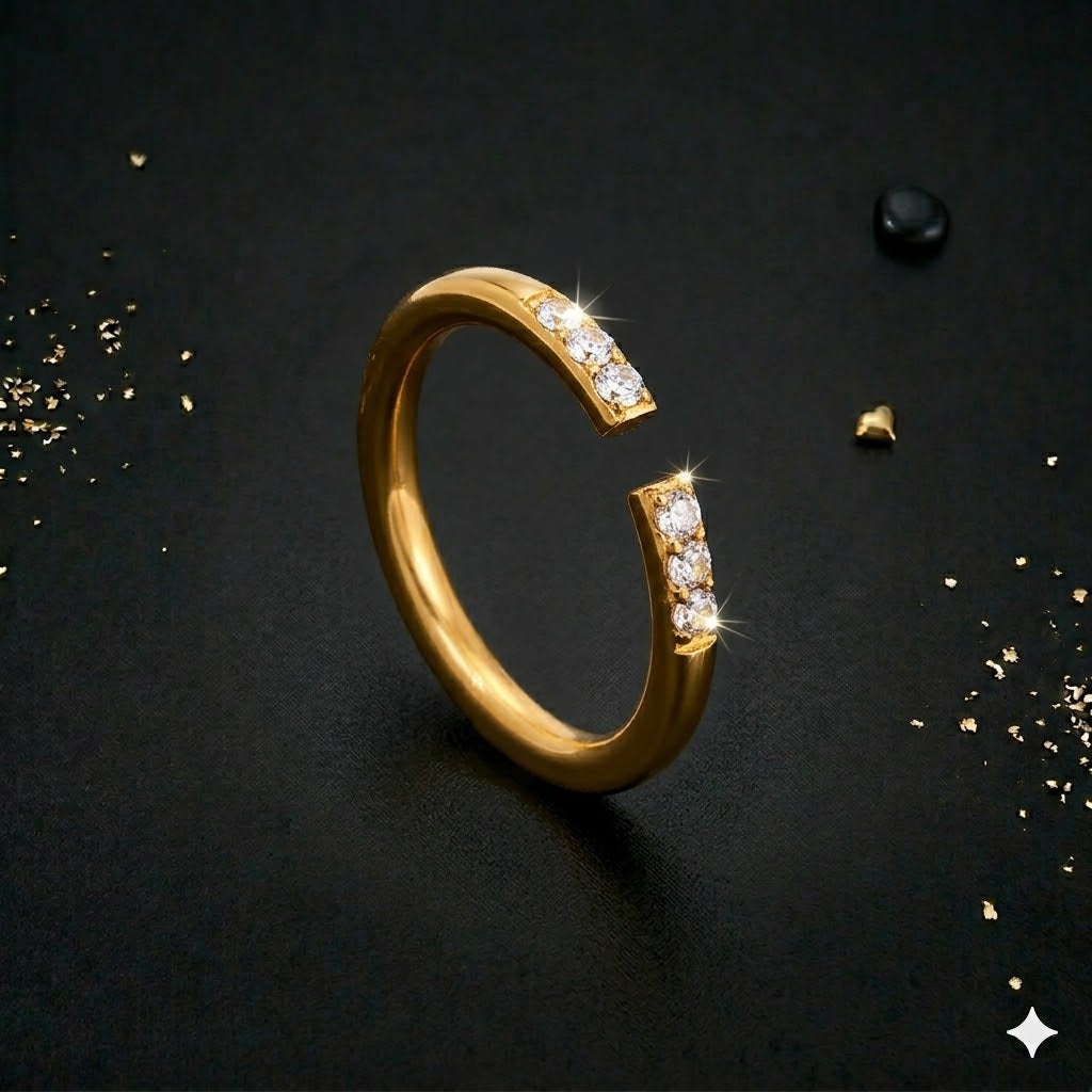 Inel Delicate Zircon placat cu aur 18K (Reglabil)