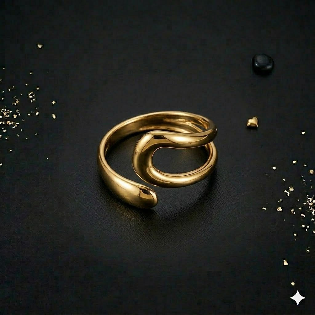 Inel Flow Gold placat cu aur 18K (Reglabil)
