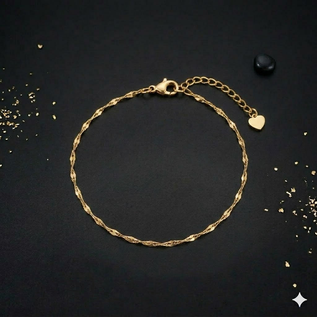 Brățara Plăcată cu aur 18K Twisted Elegance (Reglabilă)