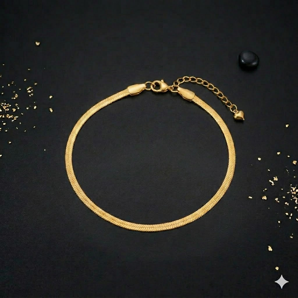 Brățara Plăcată cu aur 18K Snake 4mm (Reglabilă)