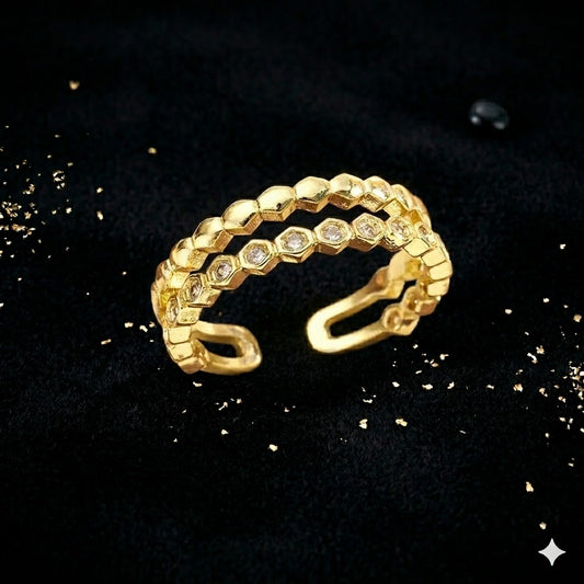 Inel Daylight Glow placat cu aur 18K (Reglabil)